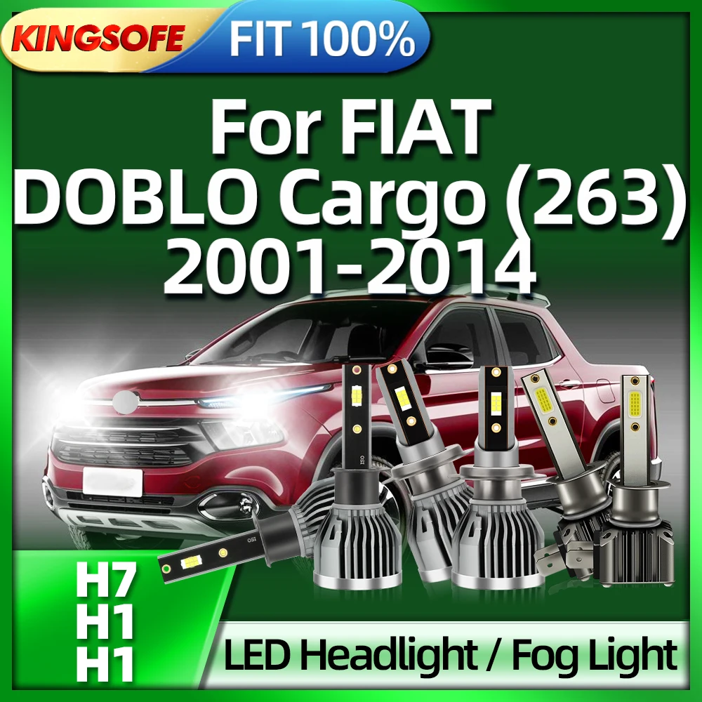 KINGSOFE H7 LED H1 Car Headlight 110W Fog Light 6000K For FIAT DOBLO Cargo (263) 2001 2002 2003 2004 2005 2006 2007 2008-2014