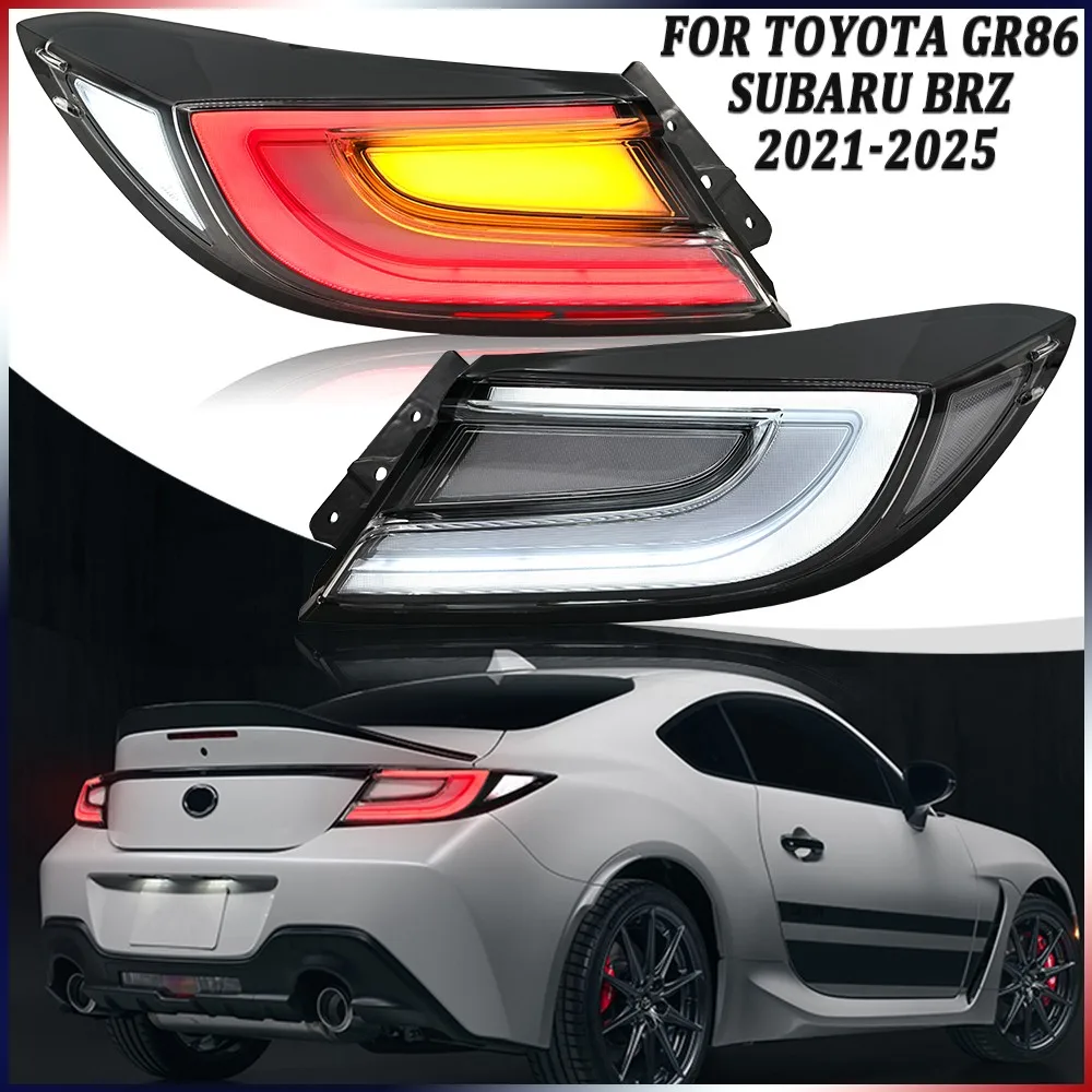 

2Pcs Clear LED Tail Lights Assembly For Toyota GR86 Subaru BRZ 2021 2022-2025 Rear Brake Lamps Accessories Plug and Play