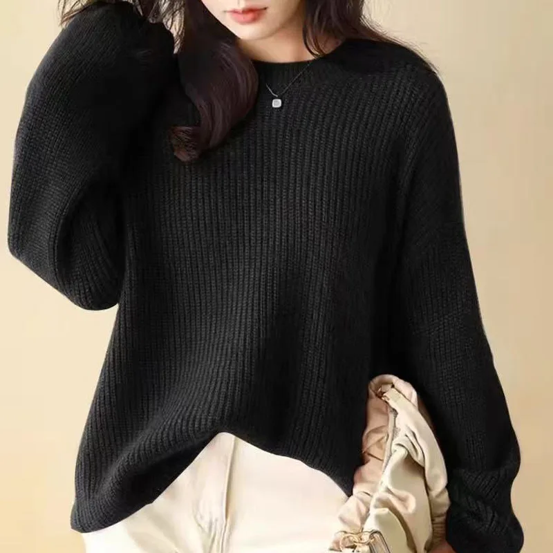 Otoño/Invierno 2025, nuevo suéter cómodo con aguja de lana Joker, Jersey de punto ceroso suave y cálido Simple