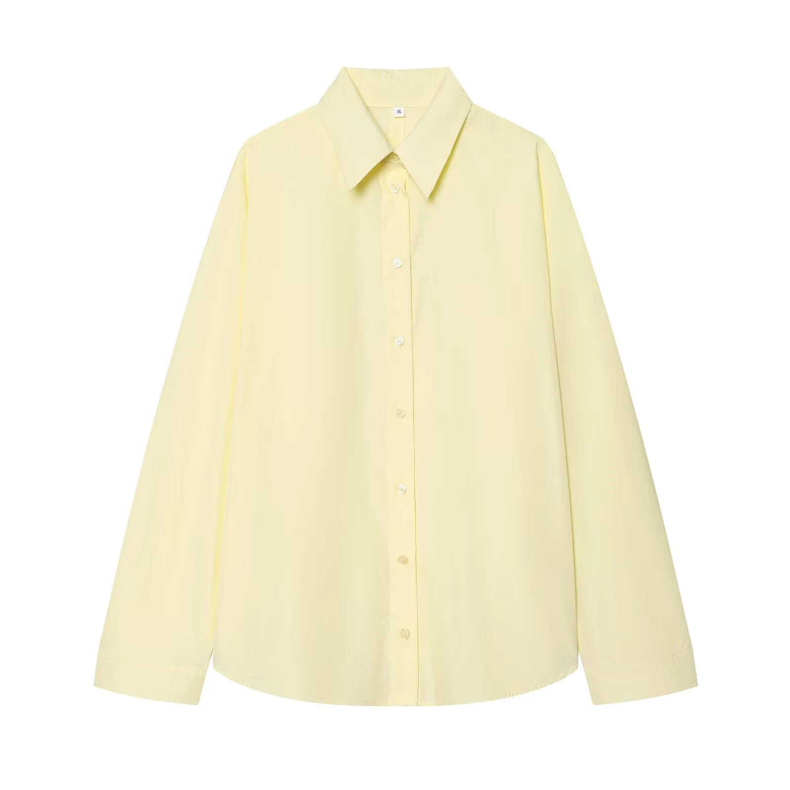 

Light yellow long sleeved shirt with artistic layering paired with a stylish Korean style casual commuting top