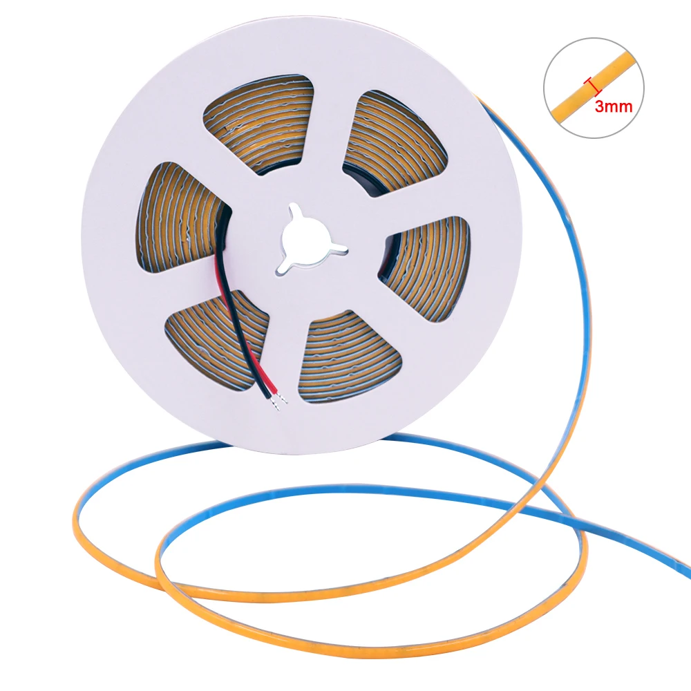 3mm 5mm 8mm COB LED Strip 5V 12V 24V Ultra Thin Light 384 LEDs CRI90 Flexible LED Tape For Cabinet Home Liner Lighting