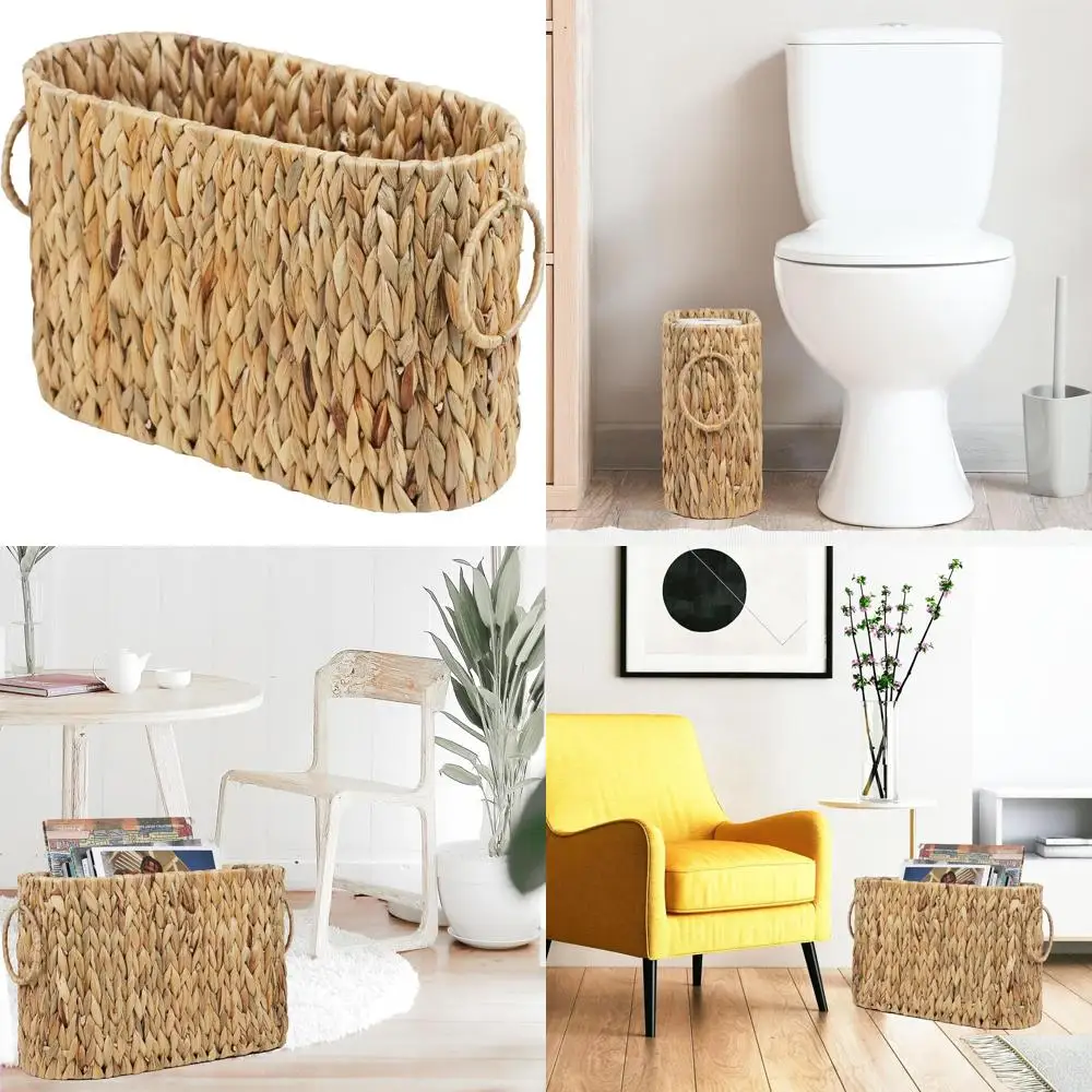

Toilet Paper Storage, Water Hyacinth Bathroom Toilet Paper Basket for Storage, Toilet Paper Holder Wicker Basket for 6 Mage Roll