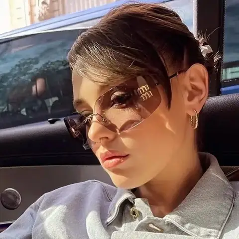Zhang Yuanying's same miumiu sunglasses for women, with a high-end and personalized y2k sunglasses and curved i