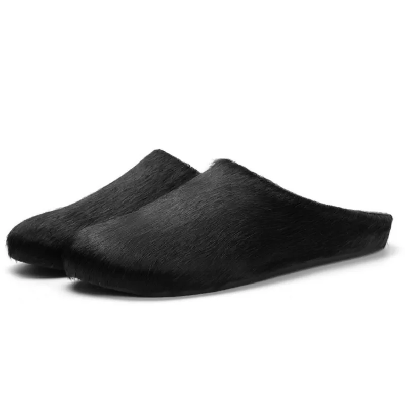 Women Horse Hair Closed Toe Mules Flats Antibacterial Deodorant Soft Cushion Slip On Casual Home Daily Walking Slides F290 view 4