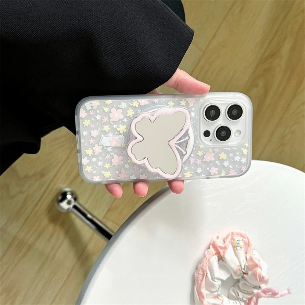 مرآة كورية لطيفة للهاتف المغناطيسي Magsafe Griptok قبضة توك حامل آيفون 16 حافظة شحن لاسلكية قابلة للطي حامل حلقة