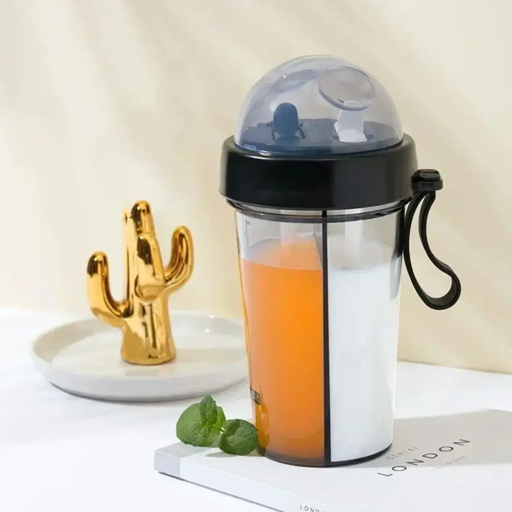 Gift Plastic Double Drinking Cup Dual Straw Separate Leak-proof Drink Water Bottles Transparent Plastic Bottle