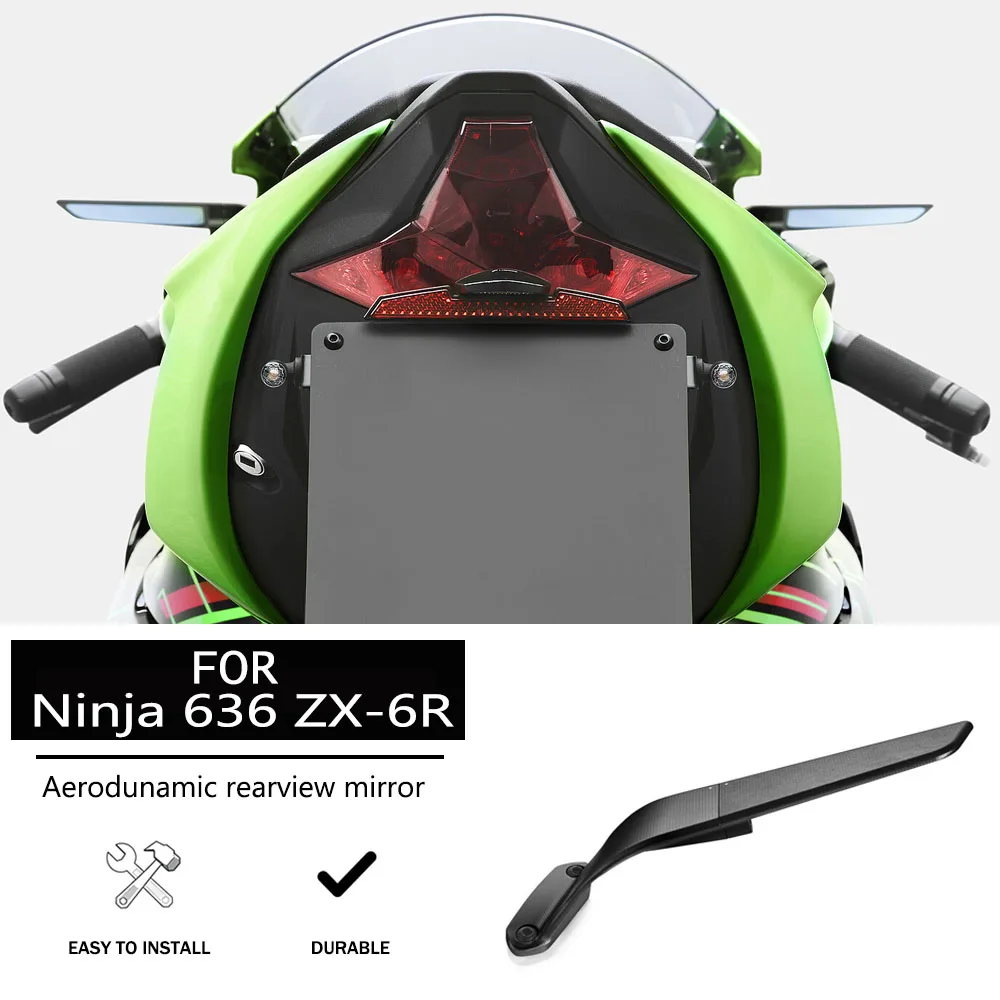 

New Motorcycle Rearview Mirror Fit For Kawasaki NINJA 636 ZX6R 2019-2026 Stealth Sport Winglet Mirror Adjustable Stealth Mirrors