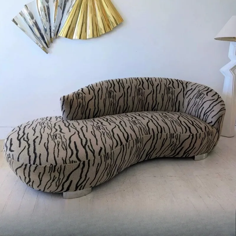 Niche art medieval fluid curved zebra pattern sofa, pattern curved sofa