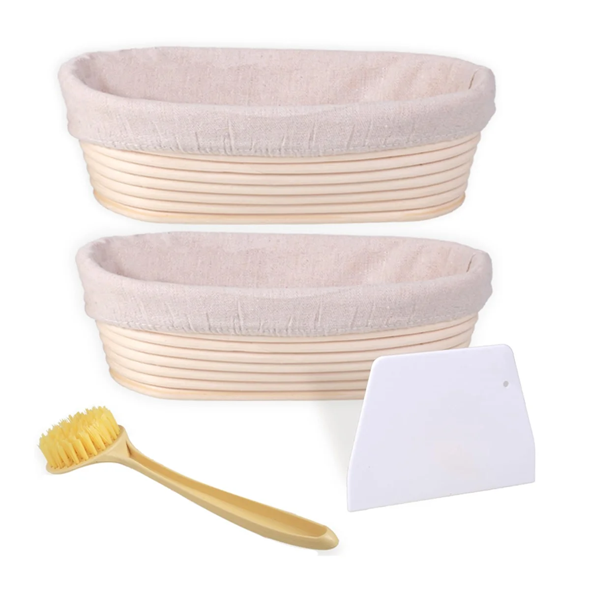 Bread Proofing Basket Set of 2, 10 Inch Oval Sourdough Bread Baking Supplies, Bread Making Starter Kit, Proofing Baskets