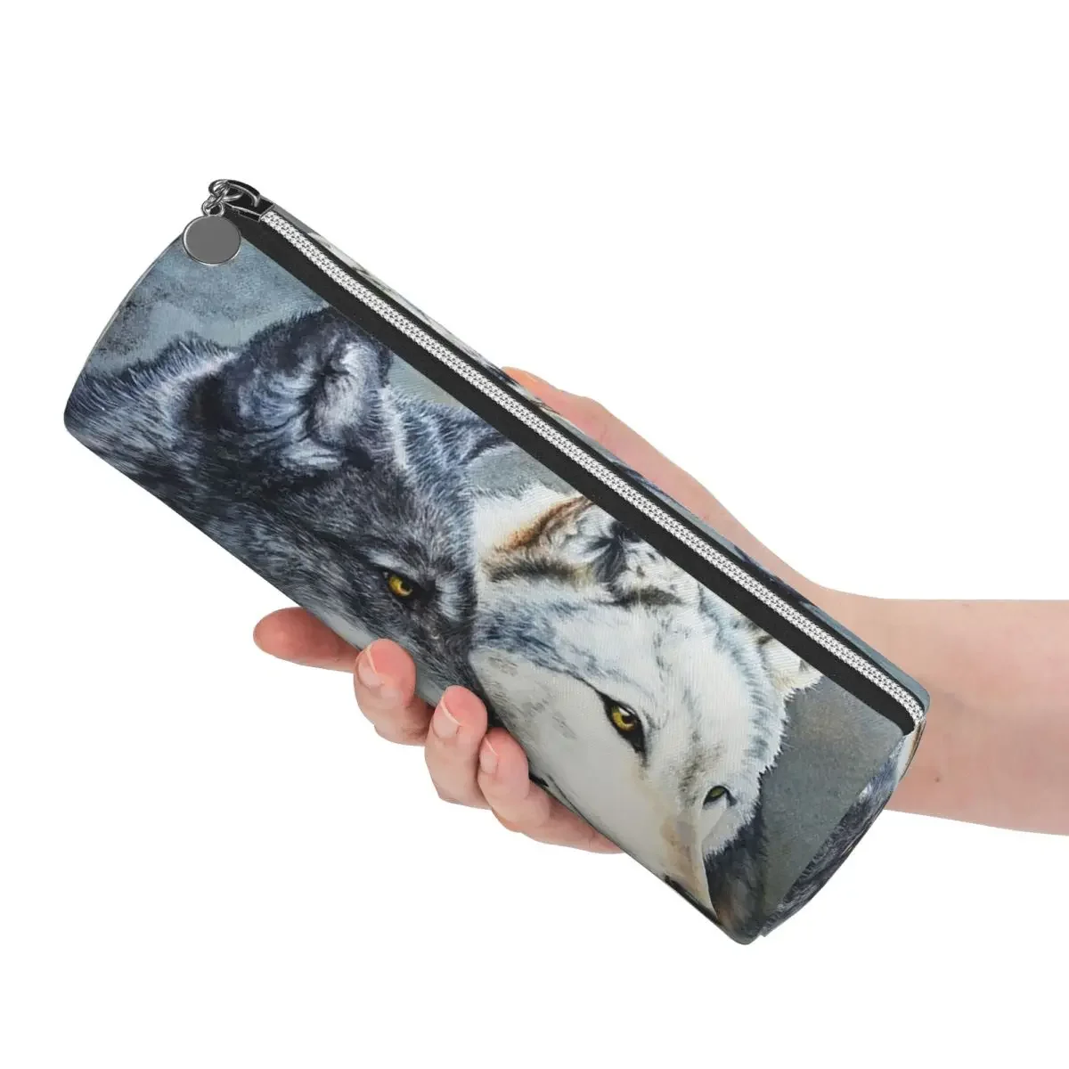 Black Wolf And White Wolf Ink Painting Pencil Case Pencil Pouch Cylinder Pen Box Pencil Bag for Boy Girl Gifts
