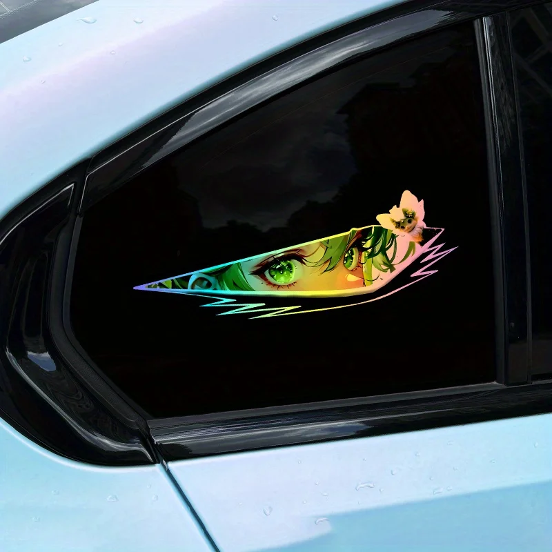 

1Pair Holographic Anime Peeking Eye Waterproof Stickers for Car Window Body Decor