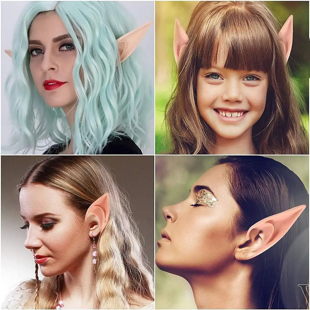 4-5Pcs Halloween Christmas Elf Ears Accessories Cosplay Party Dress Up Props Cute Elf Ears Scary Zombie Dentures Fidget