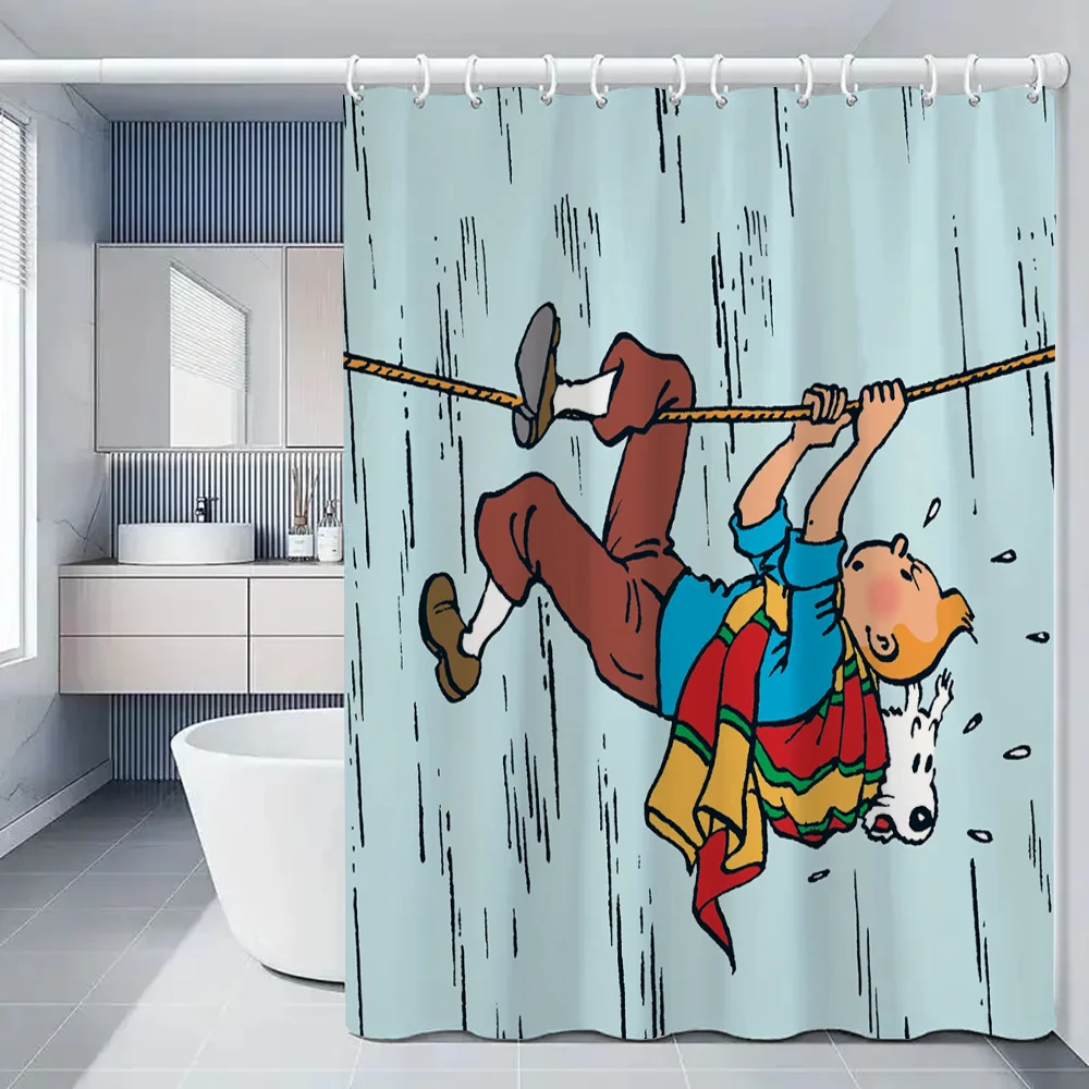 Tintin Bathroom Shower Curtains for Houses Rooms Bath Curtain for Quarto Curtains in the Bathroom Sets Full Set Accessories Home