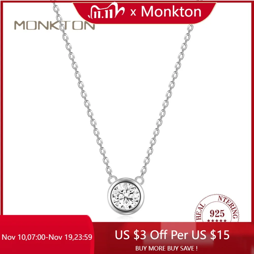 

Monkton 925 Sterling Silver Necklace for Women Zirconia Circle Pendant Dainty Minimalist Jewelry Gifts Anniversary Day
