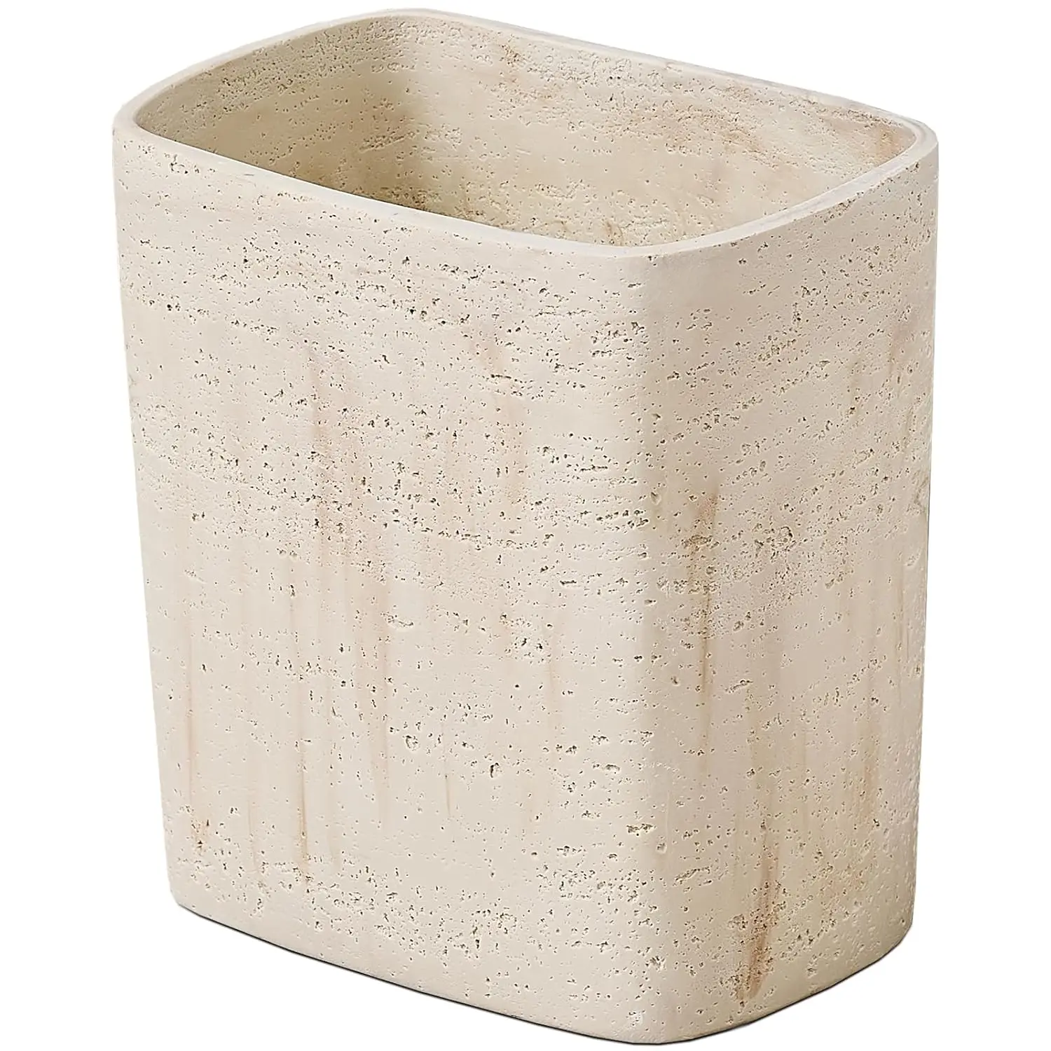 

Natural Travertine Textured Resin Trash Can, 1.8 Gallon for Bathroom Kitchen Office Decor