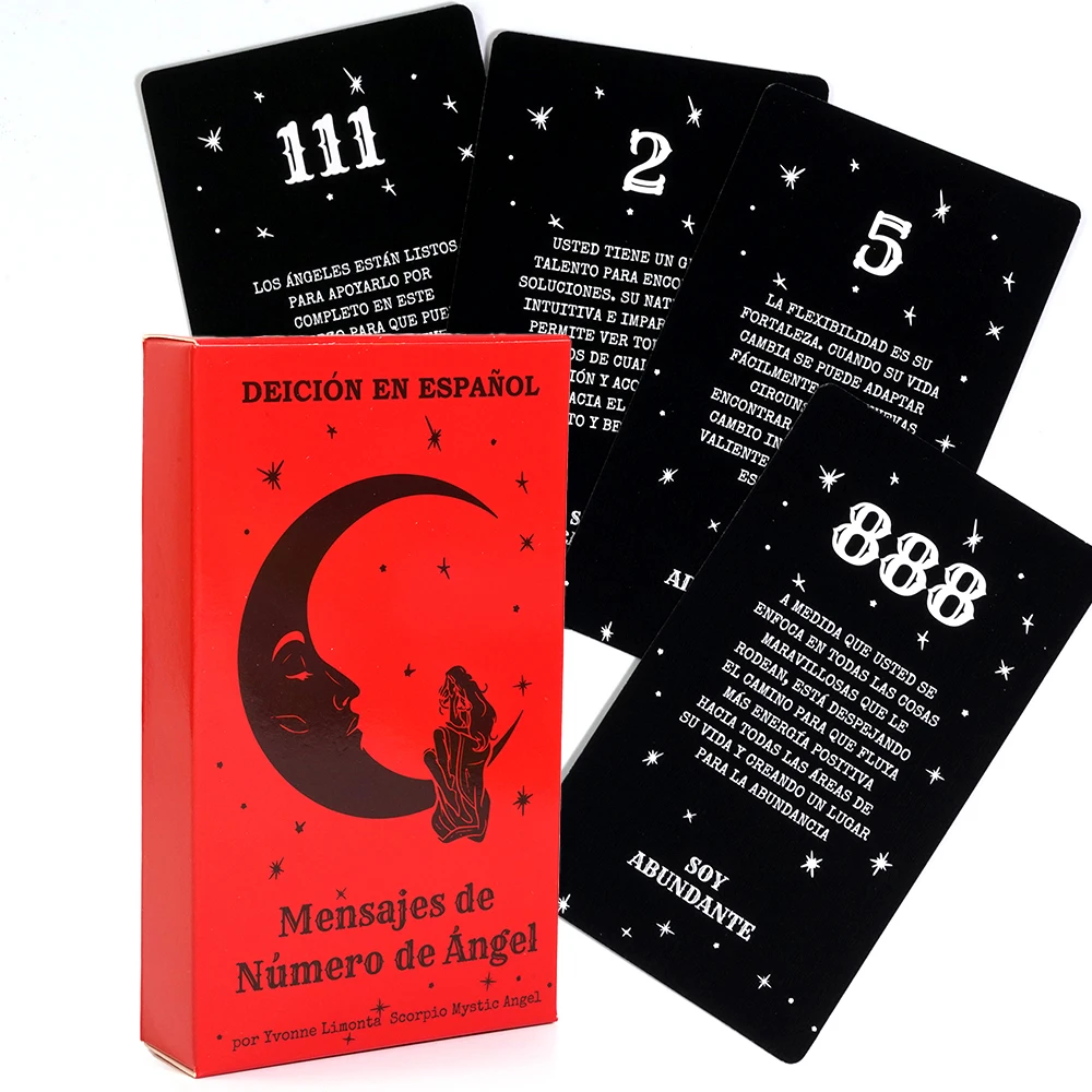 Oráculo en Español, Mensajes de Número de Ángel, 53 Cartas, Números Angelicales Angel Number Messages Tarot Cards Deck Future Te