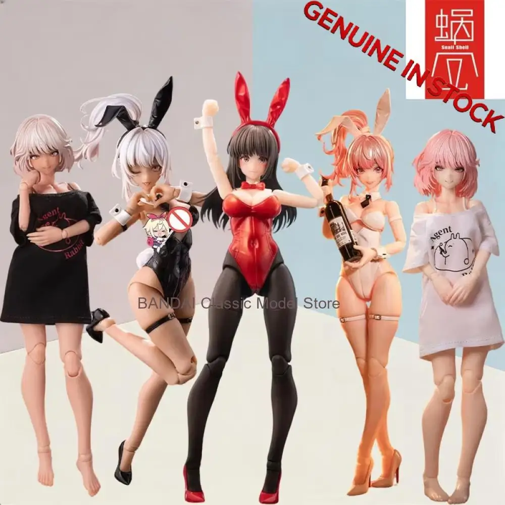 SnailShell Bunny Aileen Rena Action Figure Movable Eyes Flocked Tail Cloth Accessories Display Stand Complete Set Model Toy Gift