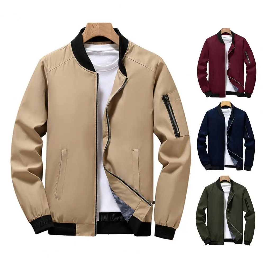 

Casual Jacket Stylish Men's Winter Jacket with Stand Collar Pockets Slim Fit Business Casual Outerwear for Autumn Winter Men