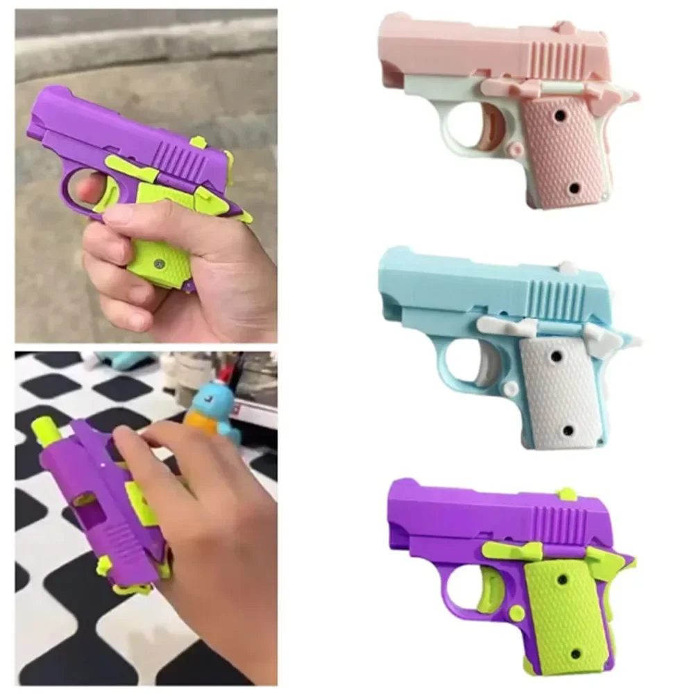 Nowy pistolet grawitacyjny 3D Straight Jump Mini Pistol Model Antystresowy Fidget Toys Dzieci Push Card Zabawka antystresowa dla dzieci i dorosłych