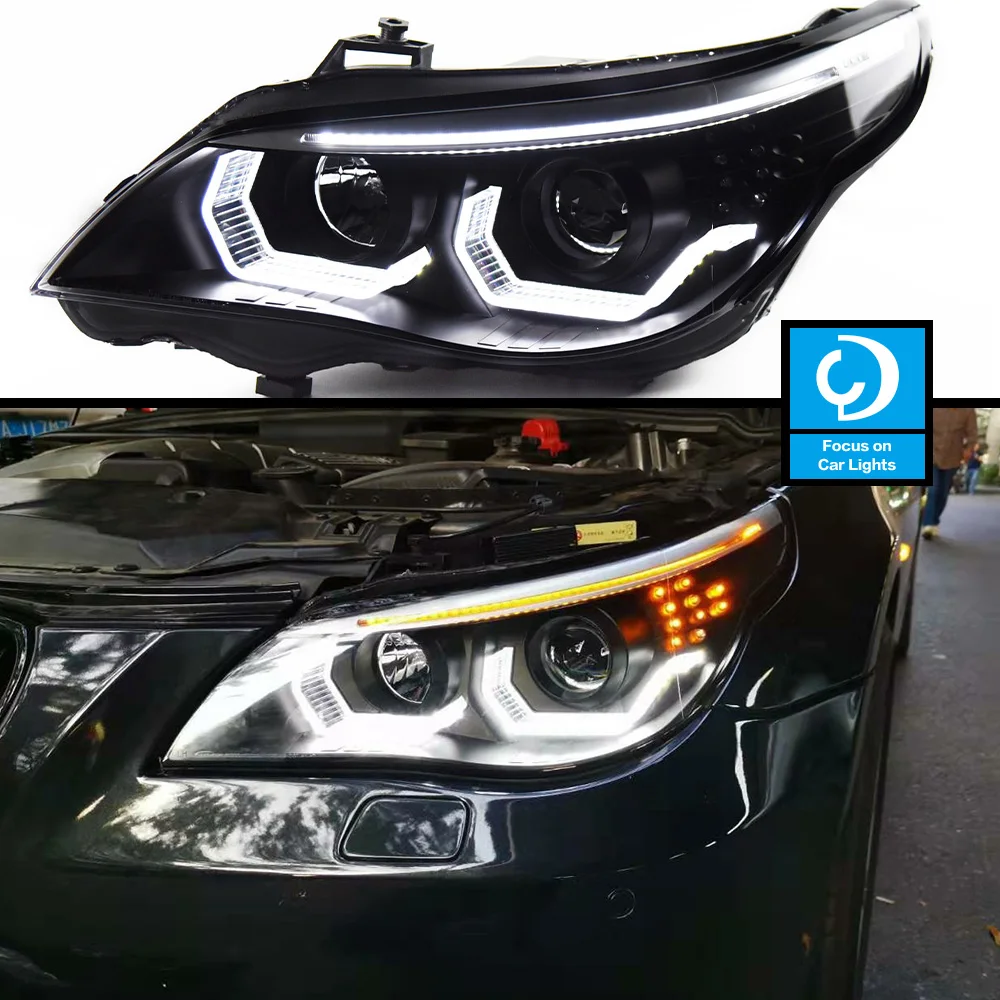 Car Front Headlight For BMW E60 2003-2010 523i 530i LED Head Lamp Styling Dynamic Turn Signal Lens Automotive Accessories 2PCS