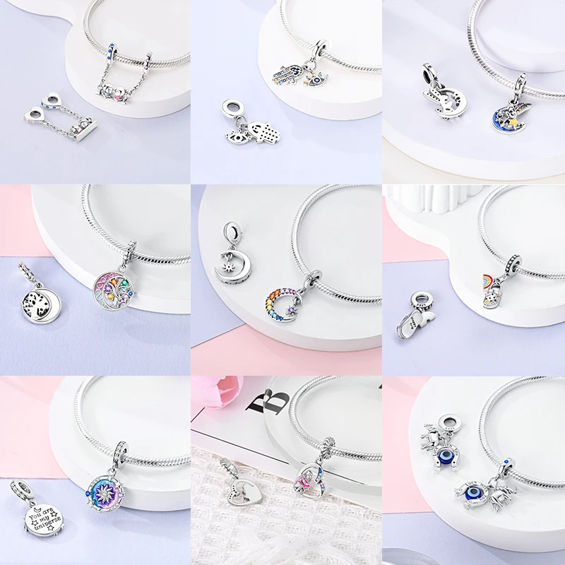 925 Sterling Silber Charm-Perlen Leuchtturm Walhai Meerjungfrau Kunstpalette Axolotl Glühwürmchen DIY Armband Halskette Geschenk für Frauen – Detail 32