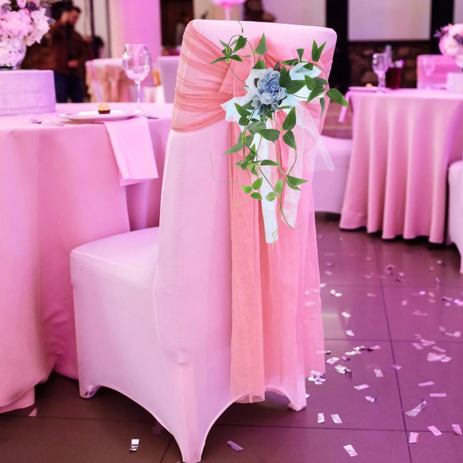 

Simulated Chair Back Flower Decor Reusable Lightweight Wedding Ceremony Pew Floral Ornament Wedding Chair Decoration