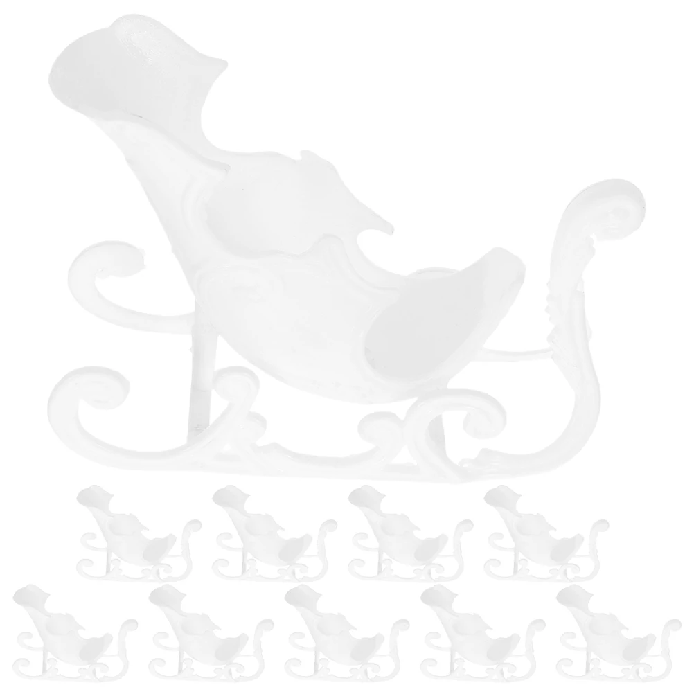 

10 Pcs Christmas Tree Ornaments White Sleigh Miniature Sled Decorative Hanging Fairy Garden Kit Top