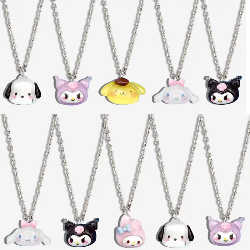 

Sanrio Kuromi Student Bijou Necklace Cute Cinnamoroll Kawaii Clavicle Chain Adjustable Pendant My Melody Accessories Girls Gift