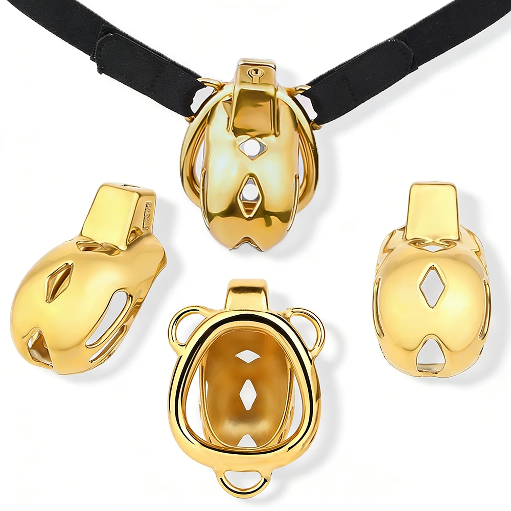 FRKO Golden Cobra Chastity Cage With Anal Plug BDSM Chastity Belt  Anti-Escape Training Alternative Sex Toys For Men Gays