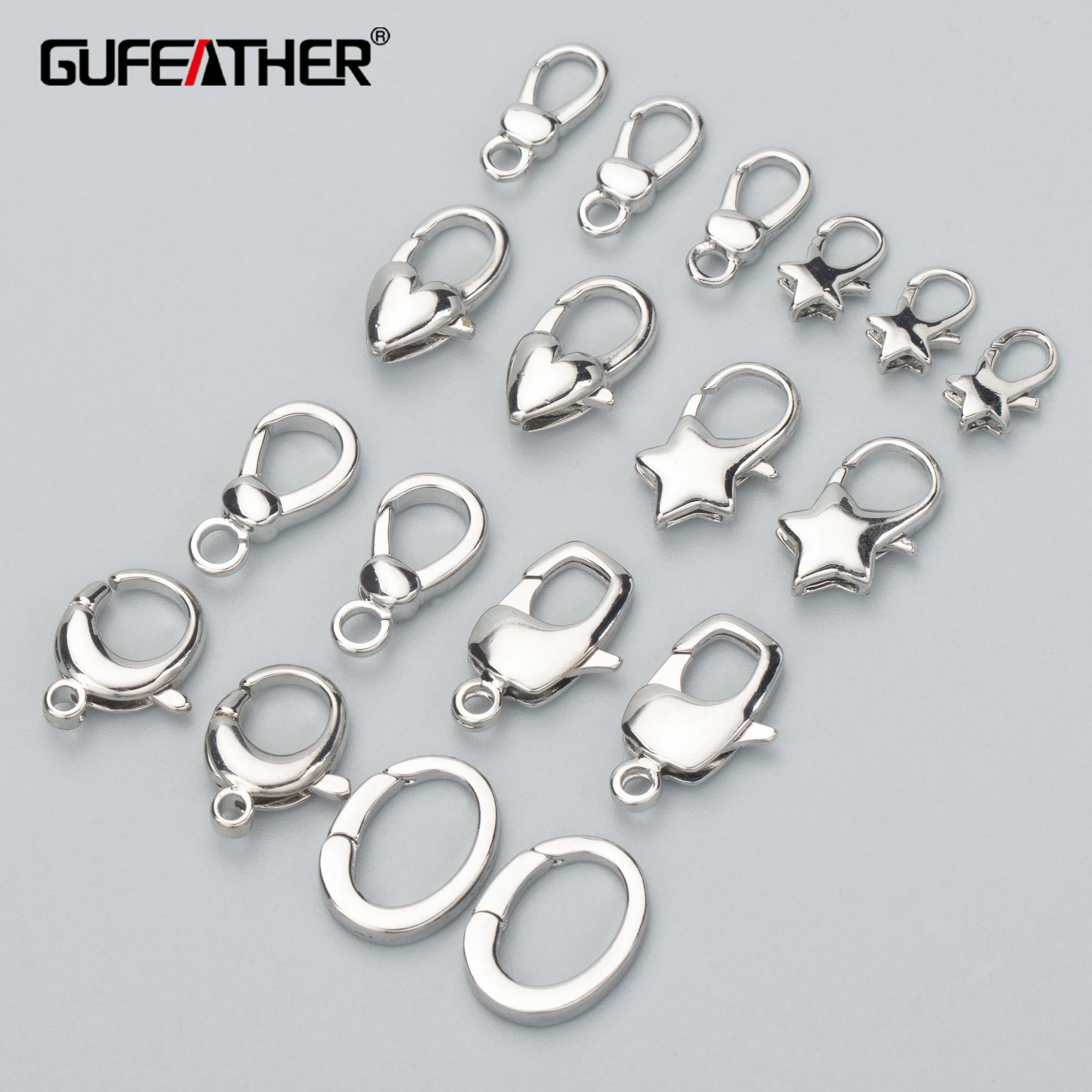 GUFEATHER, 10 unids/lote, M893, accesorios, pass REACH, sin níquel, ganchos de cierre de langosta, chapado en rodio, cobre, fabricación de joyas, pendientes diy