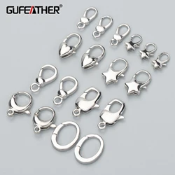 GUFEATHER-M893, accesorios, alcance de paso, sin níquel, ganchos de cierre de langosta, chapado en rodio, cobre, fabricación de joyas, pendientes diy, 10 unidades por lote