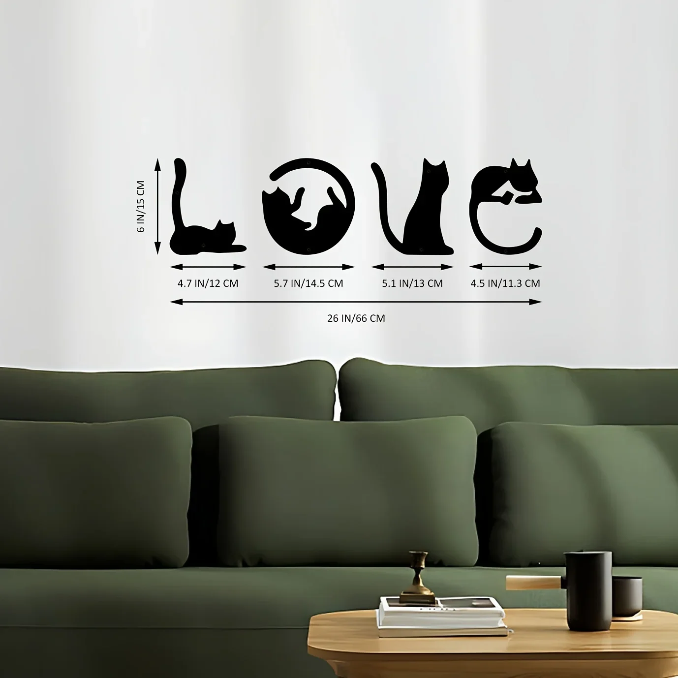 HelloYoung 4pcs/set Cute Cat Metal Wall Decor Abstract Home Wall Art  Room Decor Gothic Valentine's Day Decor Wall Sticker - view 2