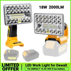 For Dewalt Lamp Work Light Flashlight Tool Light Spotlight Light For DEWALT 18W/12W 14.4V-20V Li-ion battery DCB200 DCB201