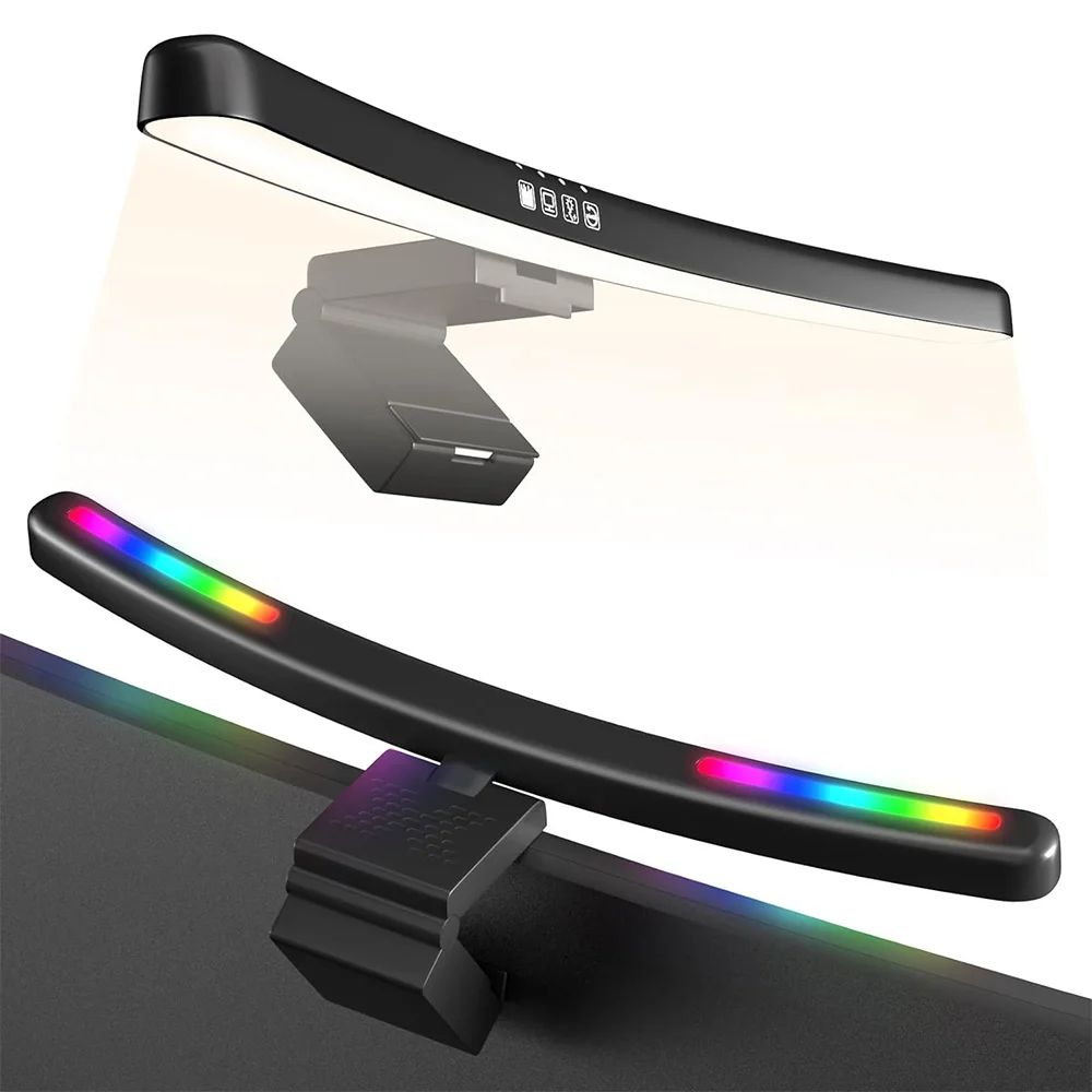 

LED Curved Computer Monitor Light Bar, USB Powered Screen Lamp 3 Level Adjustable Brightness and Temperature for Home Office