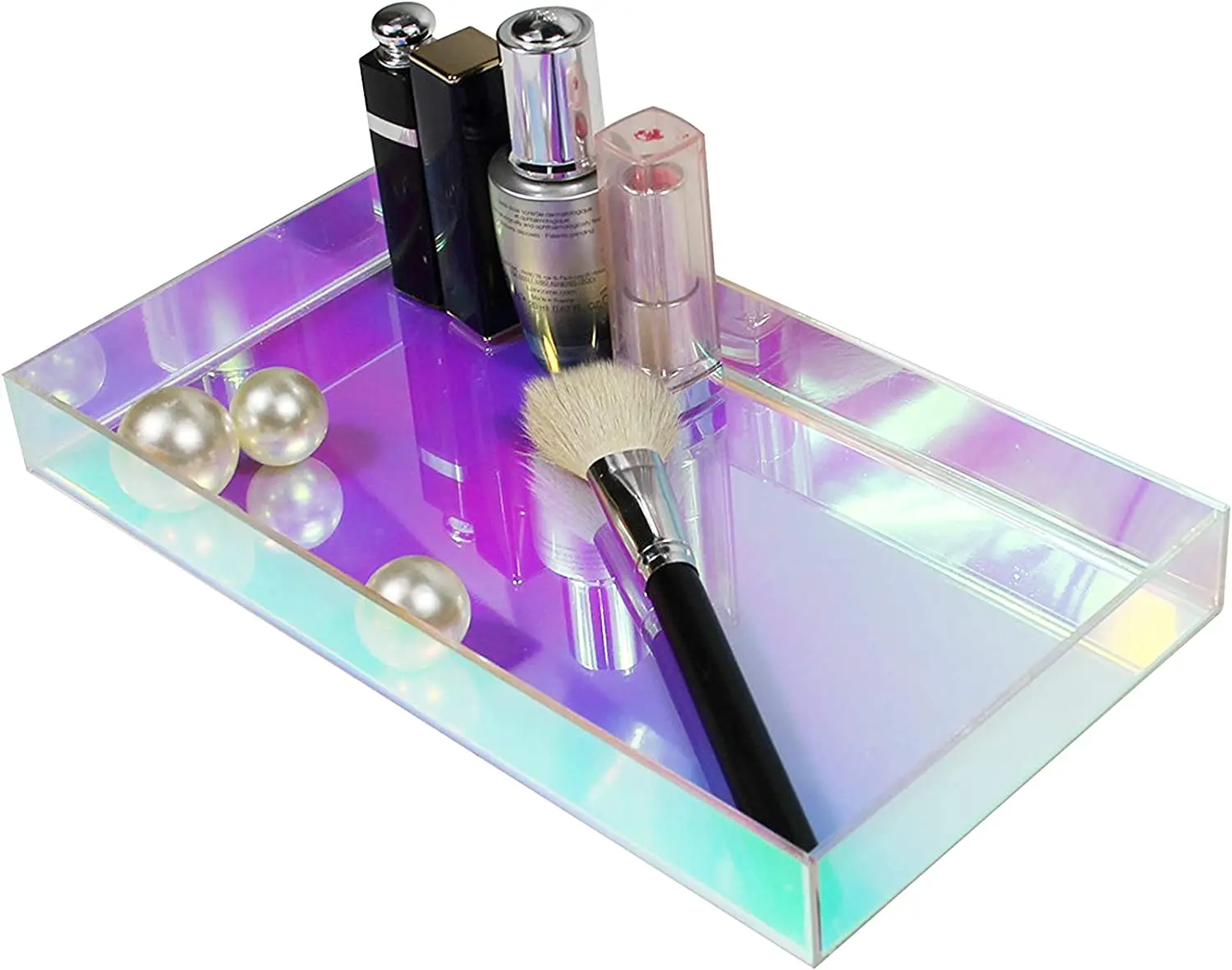 Iridescent Perfume Tray Acrylic Sink Vanity Tray Cosmetic Perfume Makeup Organizer Tray Coffee Table Tray 27x14x3.3cm