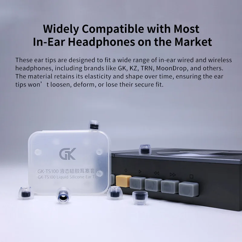 GK TS100 Liquid State Silicone Ear Tips Universal In Ear Earphones Hypoallergenic High Transparent Earplug Earphone Accessories image 5