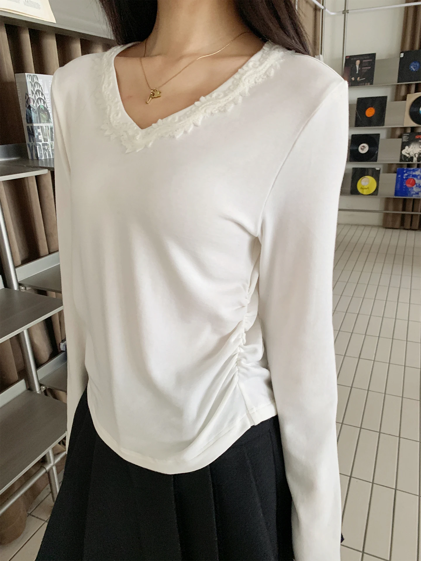 

Cloud Soft Waist Embroidered Relief Potato Mud Base Top Women's T-irt Breathable Cotton Blend Spor Sle MESA3948
