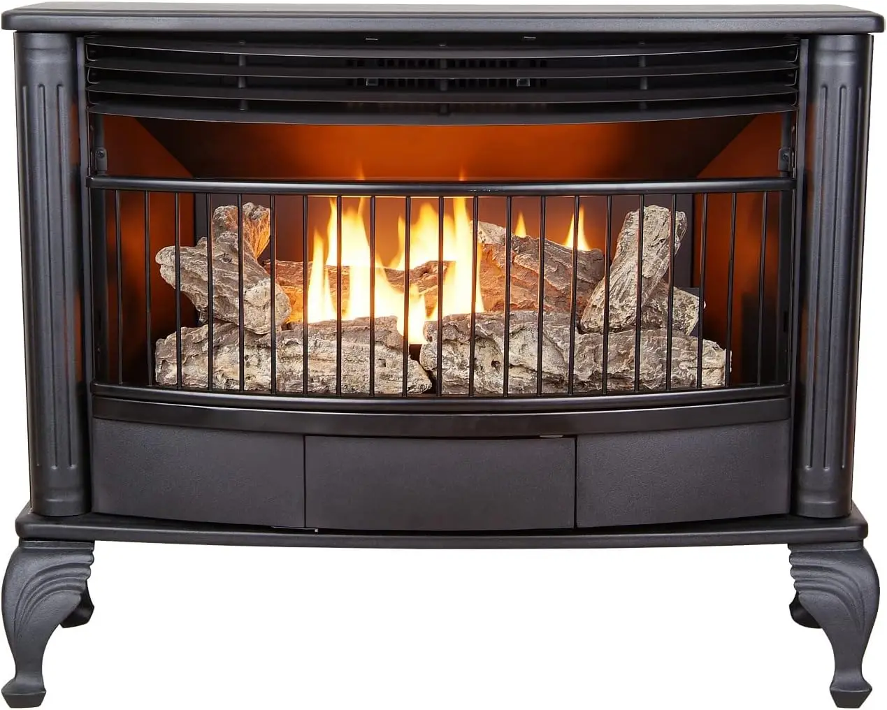 Ventless 25000 BTU Space Saving Free Standing Dual Fuel Fireplace Built Thermostat Control Heats up to 1100 Square Feet, Black