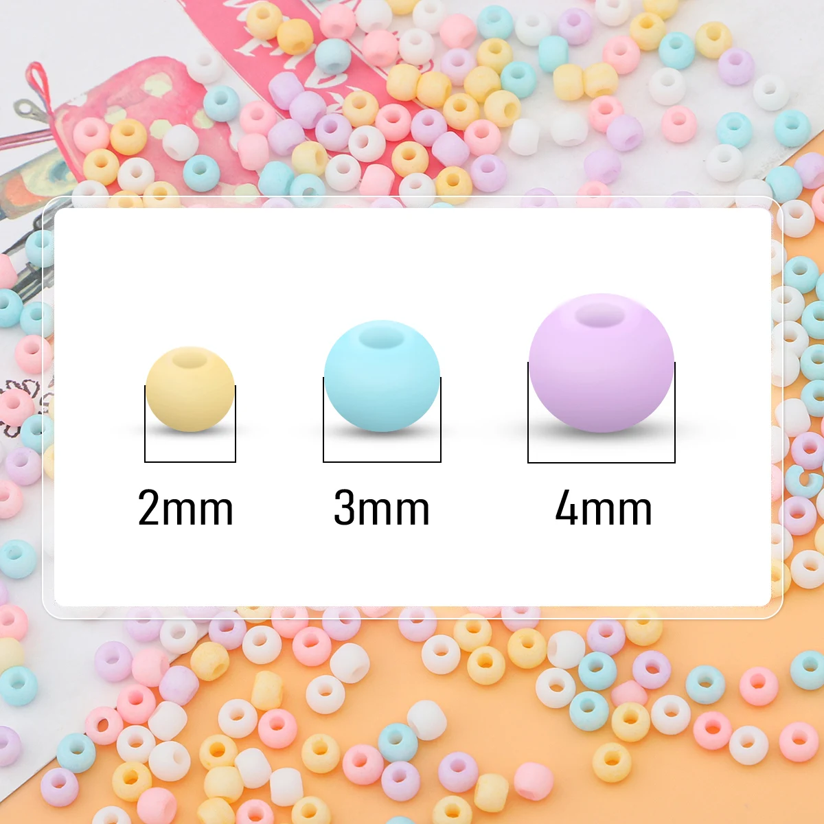 Frosted Matte Glasperlen 2/3/4mm - Bastelbedarf für DIY-Schmuckherstellung, Armbänder, Ohrringe und Halsketten-Dekoration – Detail 3