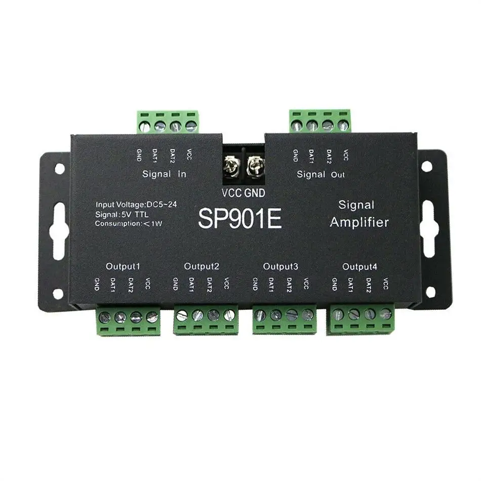 SP901E Led Signal Amplifier Controller SPI Output 5V TTL Signal DC5-24V Input For WS2812B WS2811 WS2813 Pixel RGB LED Strip