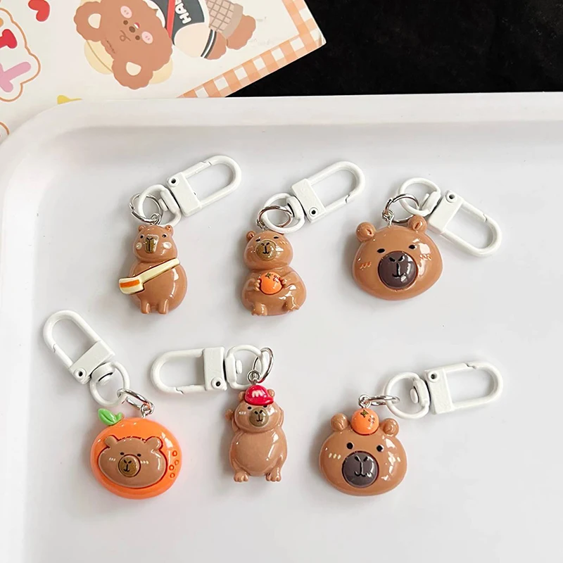 Cartoon Capybara Sleutelhanger Mooie Hars Sleutelhanger Kawaii Tas Hanger Geschenken Rugzak Oortelefoon Bedels Meisje Geschenken