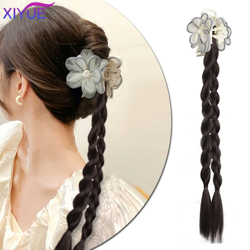 

XIYUE Wavy Claw Ponytail for Women Grils Sweeat Cute Half-Tied Ponytail Wig Synthetic Fluffy Black Brown Hairpieces