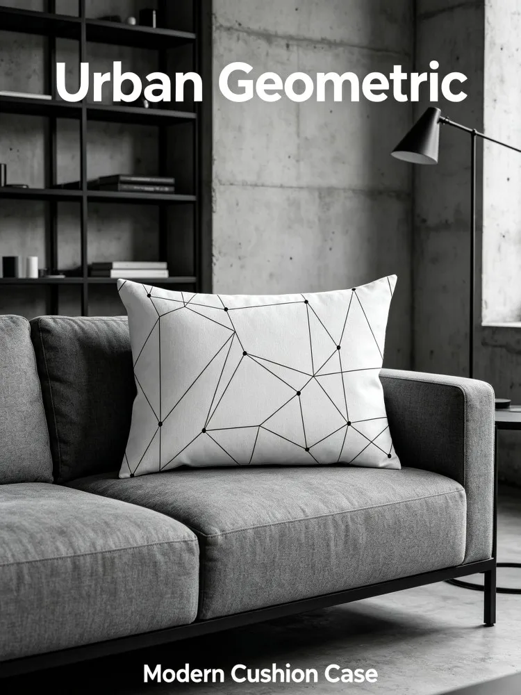 Black White Geometric Throw Pillow Cover Minimalist Abstract Line‑art Checkerboard Floral Arrow Pattern Lumbar Cushion Case Sofa