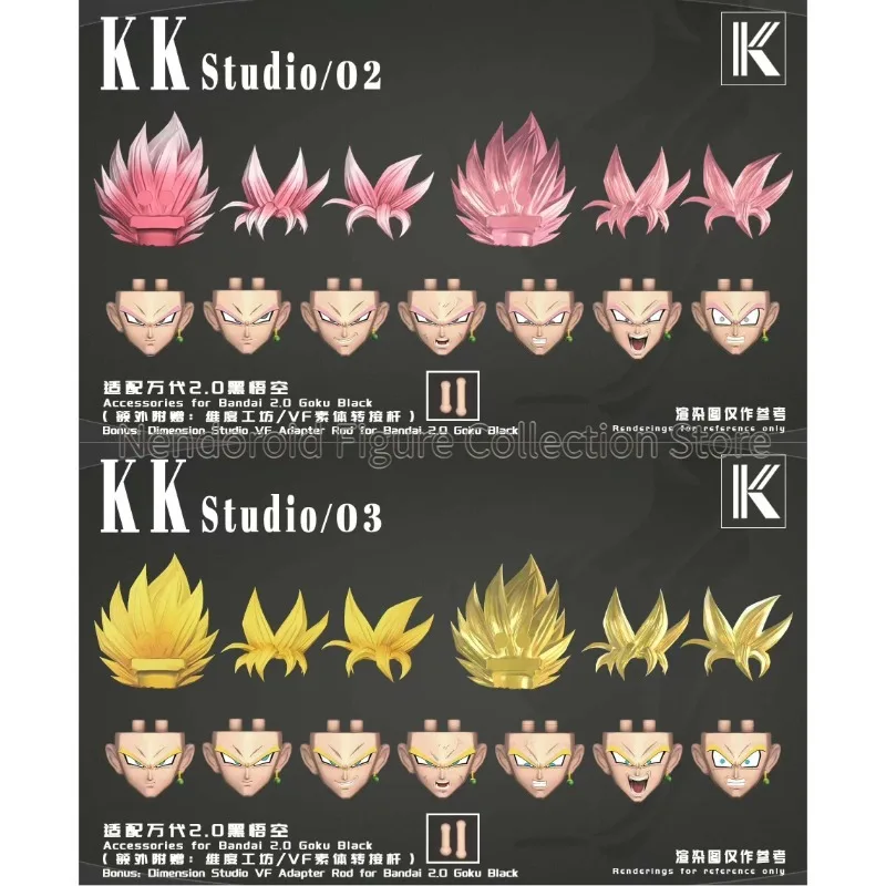 In Stock KK studio Dragon Ball Super - Super Saiyan Rosé - Black Goku Zamas Replacement Head Sculpt for SHF Anime Action Figure view 6
