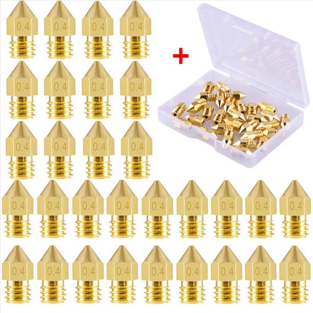 

[A23G] 60Pieces Mk8 Nozzle 0.4mm 3D Printer Nozzles Extruder Print Head for 3D Printer Makerbot Creality Cr-10(2Pc Plastic Box)