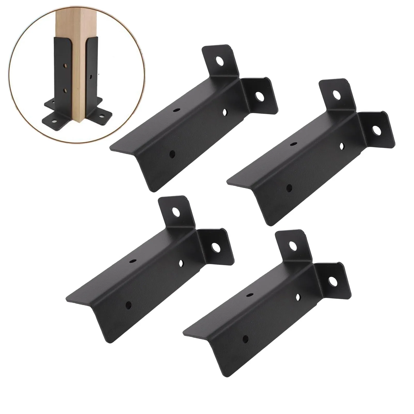 4Pcs Adjustable Deck Post Anchor Base Brackets Kit Fit 1.5x1.5 2x2 2x4 4x4 Post Heavy Duty Reversible Wood Fence