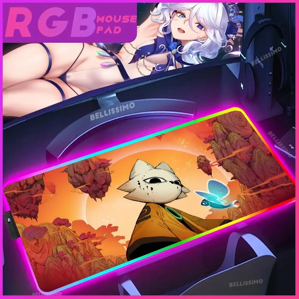 

RGB Indie adventure fighting game Nine Sols Mouse Pad Gaming Large Cool Keyboard Desk Game Rubber Office accessories No-slip Mat