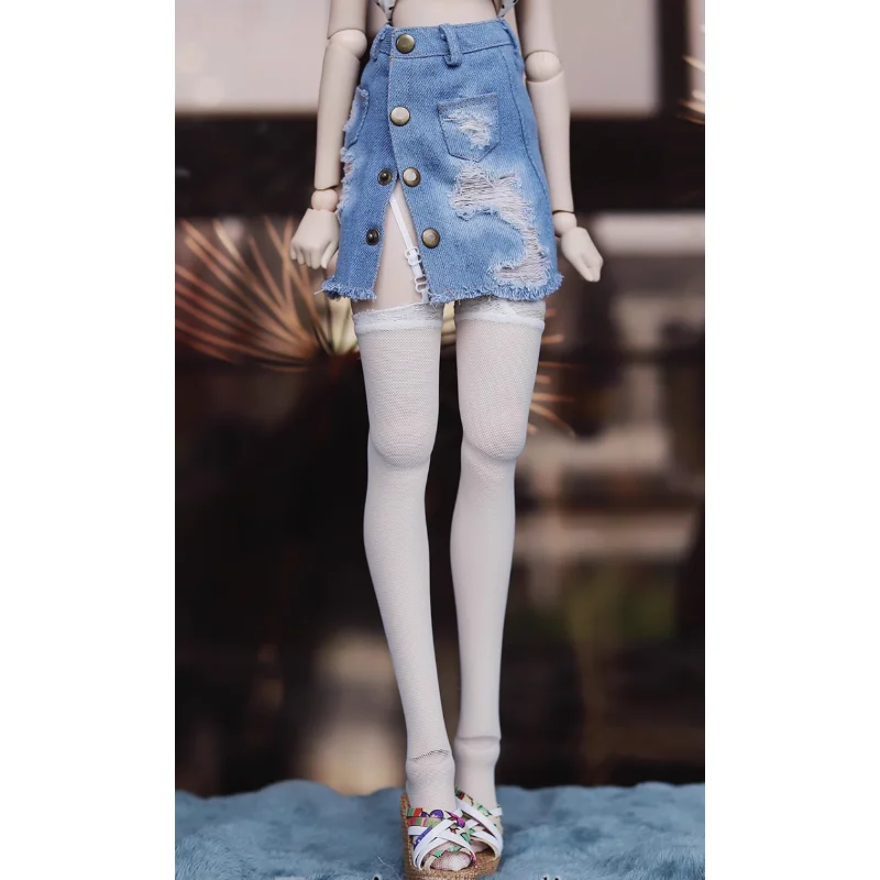 BJD 인형 옷 1/4 인형 몸에 꼭 맞는 스커트 찢어진 데님 스커트 인형 의류 액세서리 (인형 없음)