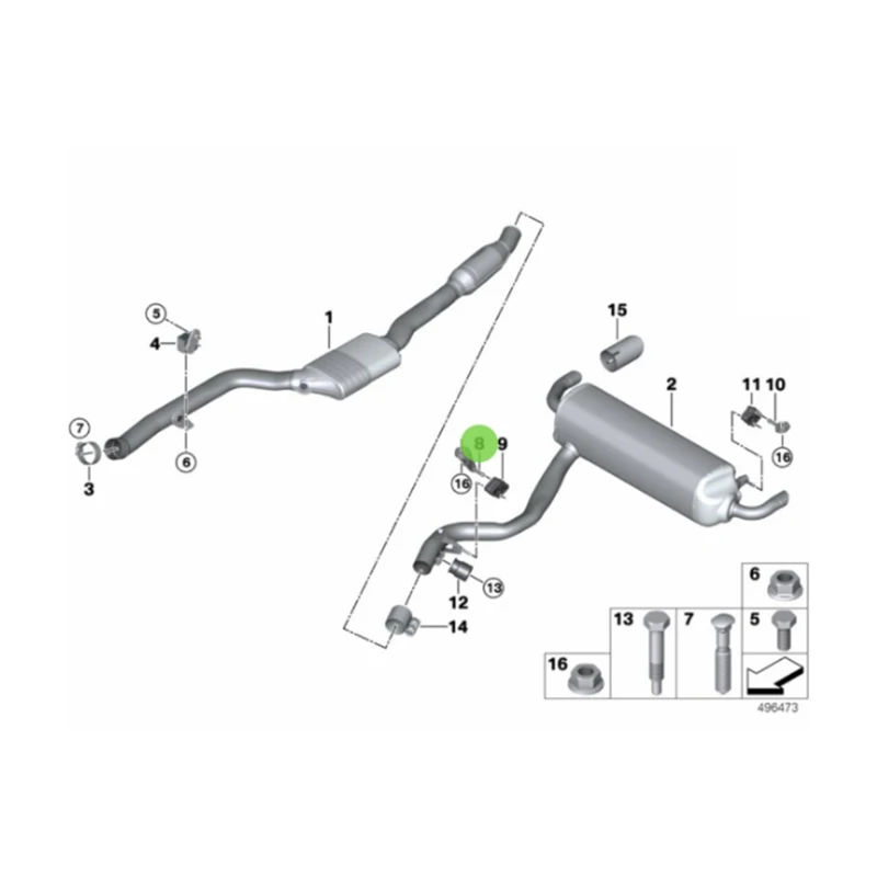 18307933856 3 se ri es g28 330 li x g20 g21 exhaust pipe rear bracket