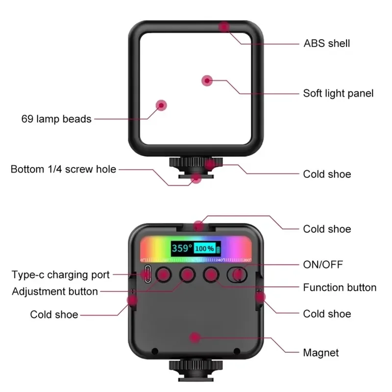 Best Selling PULUZ Pocket 2500-9000K + RGB Full Color Fill Light Handheld Photography Light Emitting Diode